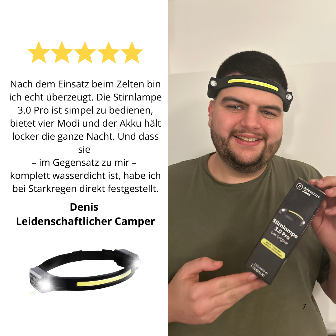 Outdoor Stirnlampe 3.0 Pro - 260° Weitwinkel mit Fernlichtfunktion